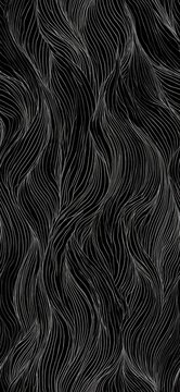 Abstract monoline wavy gray lines pattern background. Abstract monoline wavy gray lines creating a seamless organic pattern on black background