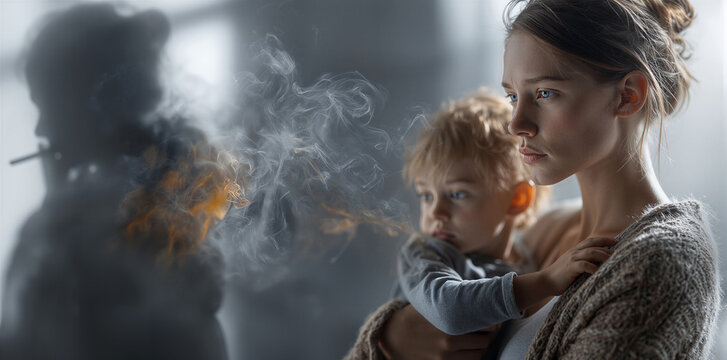 Mother embraces child. Dawn illuminates family unity and unwavering protective instinct