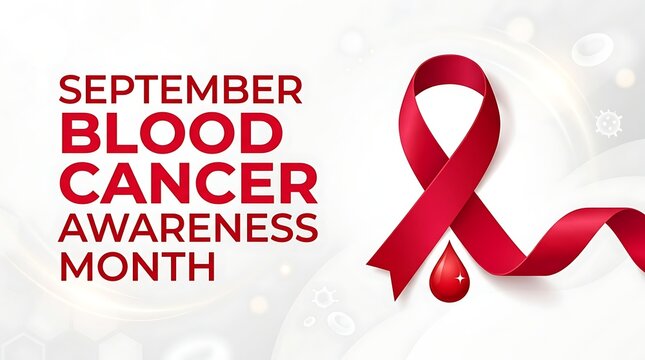 September blood cancer awareness month red ribbon design concept with awareness