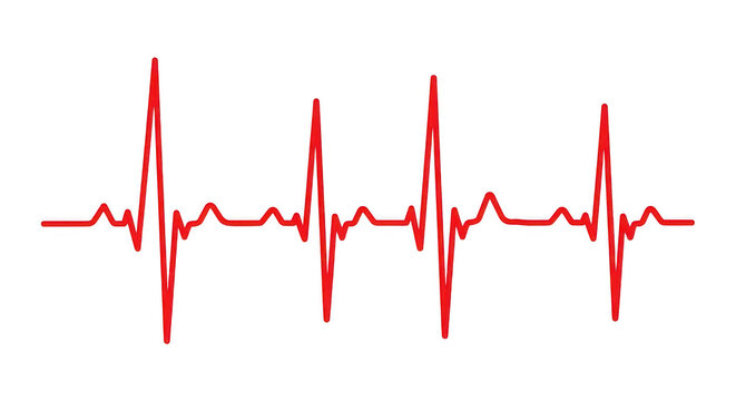Red heart beat line pulse isolated isolated on transparent background