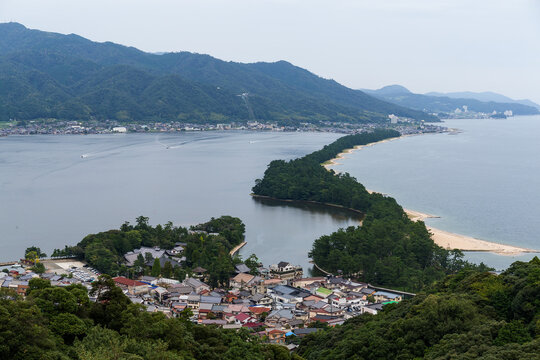 Japan Amanohashidate Sandbar from high hill