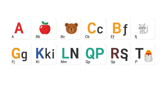 Alphabet flashcards for children learning letters and phonics