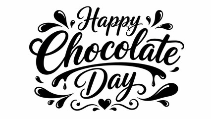 Fototapeta premium Happy chocolate day text design with decorative swirls and elegant typography