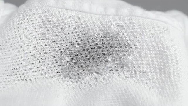 Macro Close Up Of Wet Sweat Stain Absorbing Into White Cotton Shirt Fabric For Clothing Stain Removal And Hyperhidrosis Material Study Concept