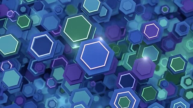 Abstract background with glowing hexagonal shapes creating a modern digital
