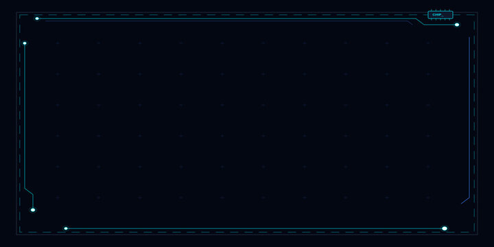 Futuristic blue digital interface frame with tech details interface technology