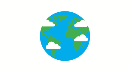 Fototapeta premium Stylized Earth Globe with Clouds, Global Weather Concept, Flat Design
