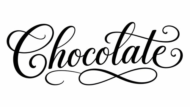 Elegant chocolate word written in a beautiful cursive calligraphy script font style