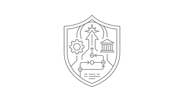 Shield emblem signifies safe business.