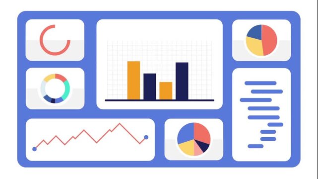 Financial Dashboard Interface Layout with Dynamic Infographic Charts and Analytics UI Animation