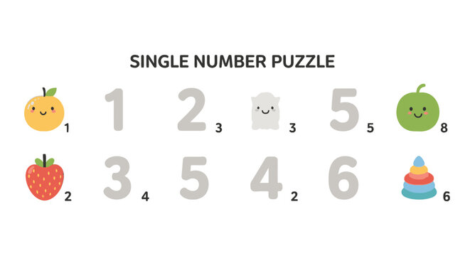 Number matching puzzle for early childhood education and counting