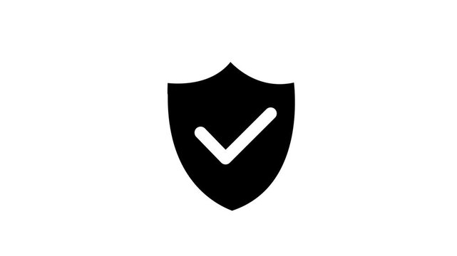 Trusted security icon in trendy flat style. Highest security symbol. Motion graphics of security check mark concept. Black color icon on white background. 