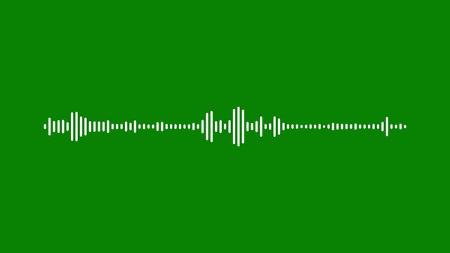 spectrum audio animation, seamless loop, White digital audio waveform equalizer on green screen background. Minimalist style white lines, Sound waveform spectrum animation.