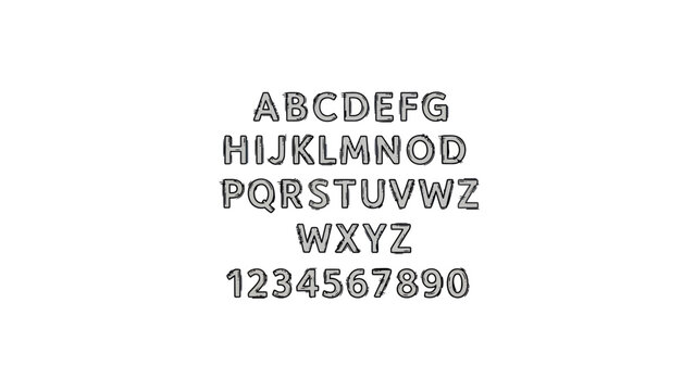 Hand-Drawn Sketchy Alphabet and Numbers Set
