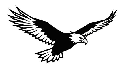Fototapeta premium Soaring eagle silhouette spreading wings vector art.