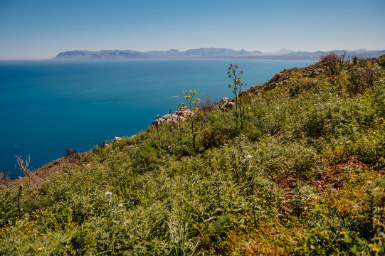 Mountain slope overlooking the Gulf of Castellammare in Sicily