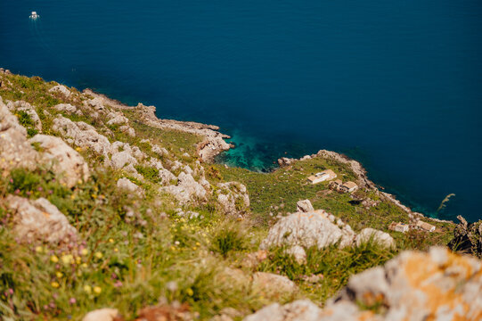 View of Cala della Disa from above in Zingaro Nature Reserve