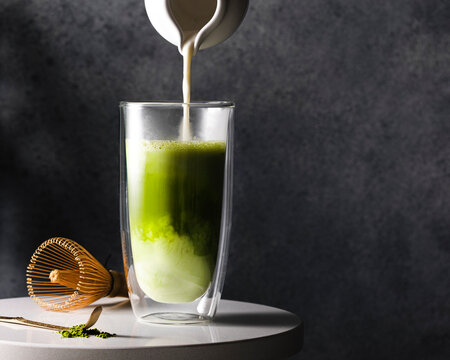 Preparation of matcha latte