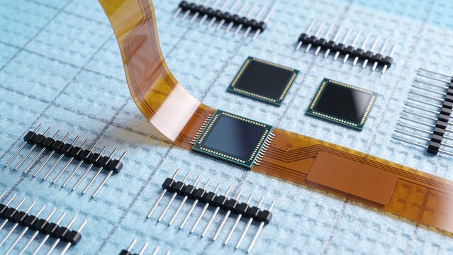 Semiconductor microchips on flexible electronic circuit board