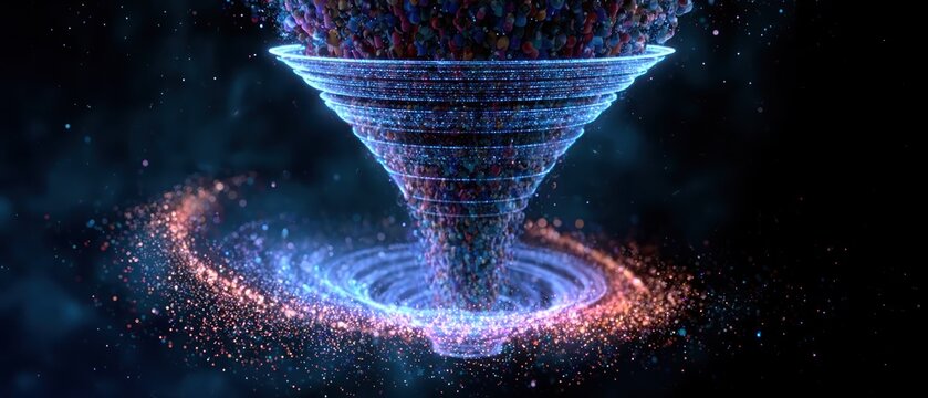 Abstract data vortex with glowing particles