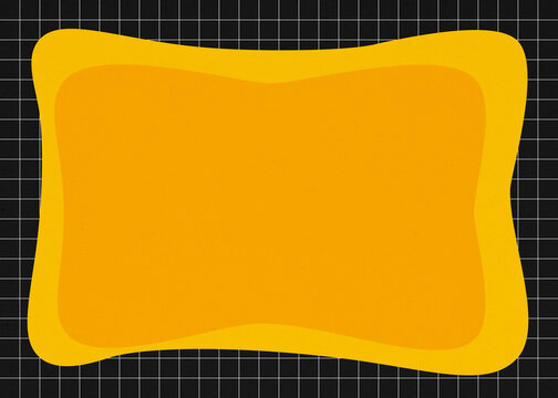 Abstract geometric yellow frame with copy space on black grid