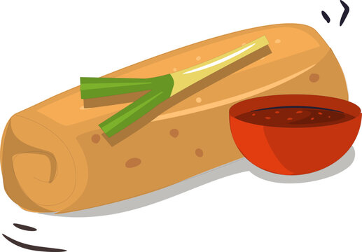 Traditional Lumpia Semarang Indonesian Fried Spring Roll Vector