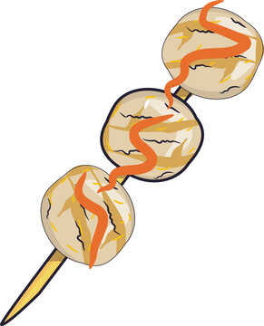Authentic Cilor Indonesian Street Food Skewer Vector Illustration