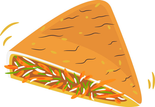 Tahu Isi Indonesian Stuffed Fried Tofu Snack Illustration