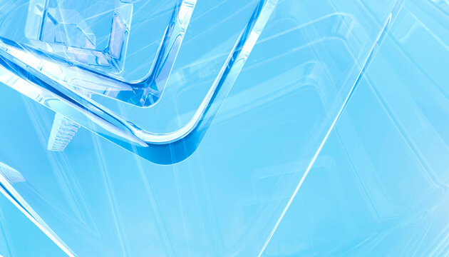 Abstract blue transparent crystal background with copy space