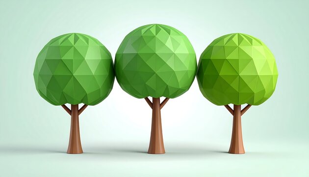 Abstract geometric trees green foliage simple natural elements background