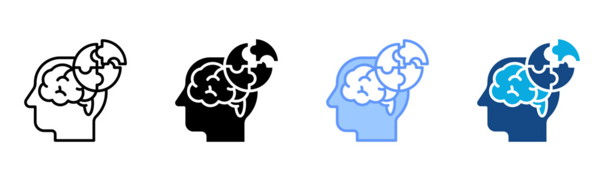 Psychology Icon Multiple Style Vector Illustration