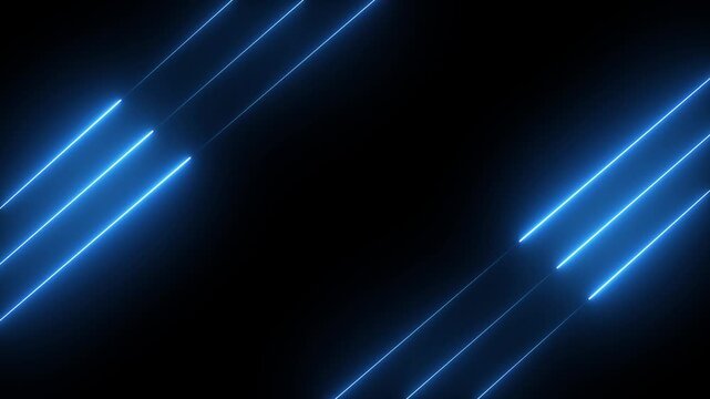 Abstract blue lights animated on a dark background. abstraction neon Lines moving up screen with black background.