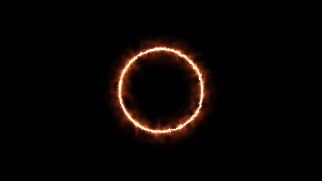 Glowing saber neon fire circle loop on a black background.