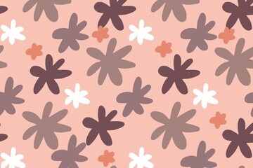 Obraz premium Colorful floral pattern with pink background and purple flowers