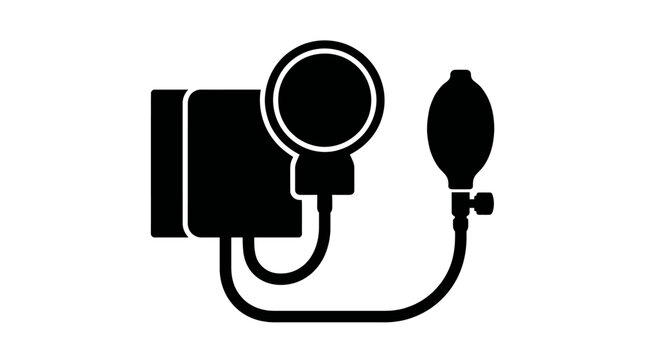 Blood pressure monitor icon, medical equipment symbol, healthcare illustration, vector graphic isolated on White Background silhouette