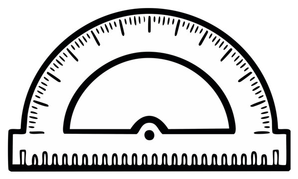 Protractor Sketch Drawing: School Measuring Tool for Geometric Education