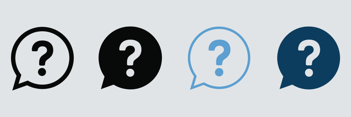 Question mark vector icon set featuring help signs, speech bubbles and chat question symbols for communication, support and interface design concepts, vector, designs © MUNNA
