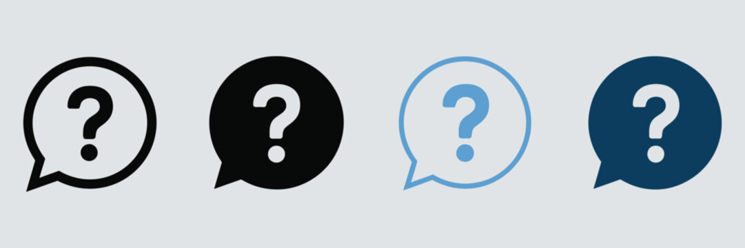 Question mark vector icon set featuring help signs, speech bubbles and chat question symbols for communication, support and interface design concepts, vector, designs