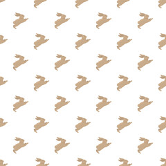 Obraz premium Leaping cute bunny rabbits creating a simple seamless pattern on white background