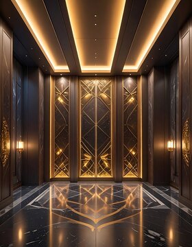 Luxurious modern elevator interior design.