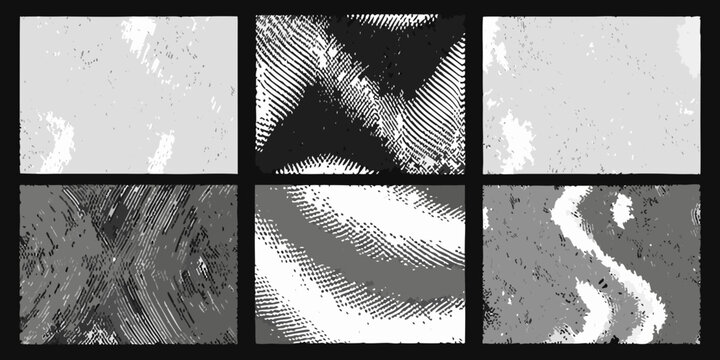 Grayscale gradient textures six abstract compositions in varying shades