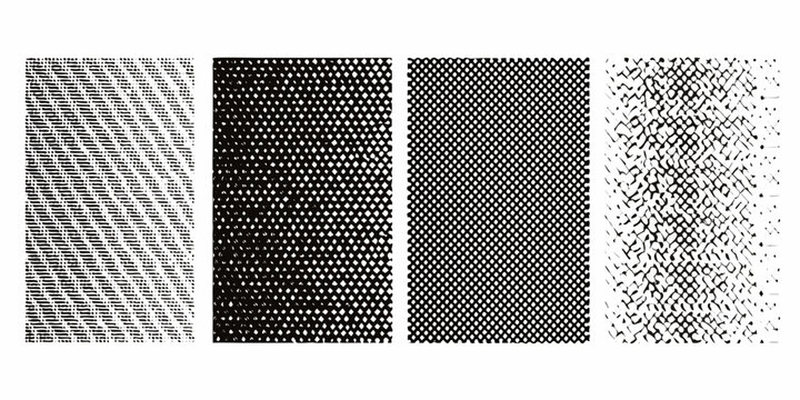Noise grain textures four square patterns on a white background