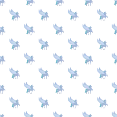 Whimsical repeated flying winged unicorns creating a seamless fantasy pattern © nsit0108