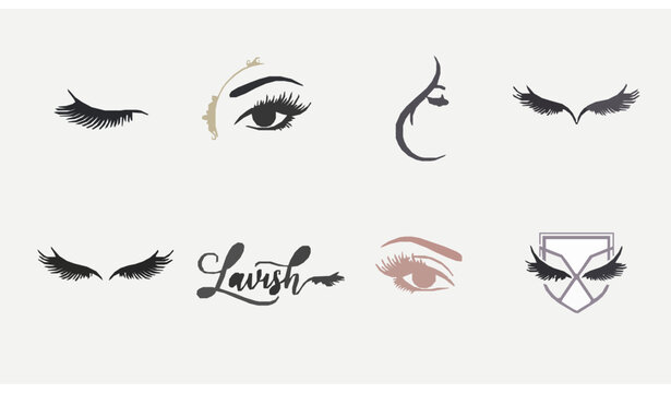 Premium Eyelash Extension Logo Set Vector Design for Beauty Salon and Lash Studio Branding