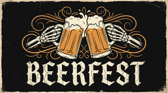 Beerfest Sign with Mugs Munich beer festival vector