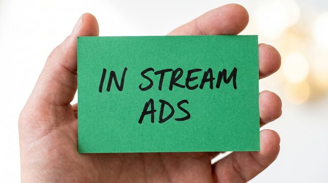 Hand Holding In Stream Ads Handwritten Green Card Blur