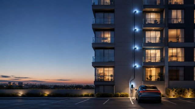 Apartment EV Charging Cable Rising Like Elevator Access
