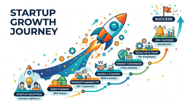 Startup growth journey from inception to success