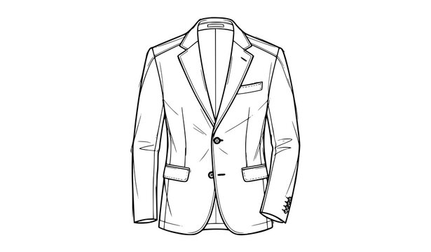 Men&rsquo;s Formal Suit Jacket Outline Illustration with Tailored Blazer Fashion Design