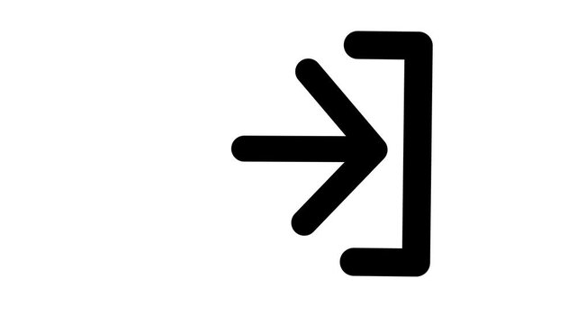 Minimalist black arrow icon animation isolated on a clean white background for user interface design loading and saving motion graphics.4k animation